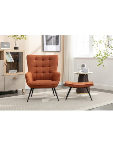 Katelyn Accent Chair with Stool - Copper