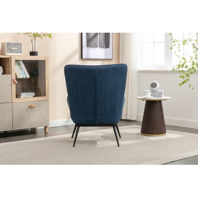 Katelyn Accent Chair with Stool - Denim Blue
