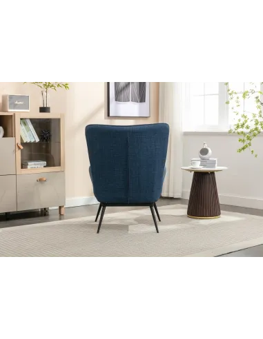 Katelyn Accent Chair with Stool - Denim Blue