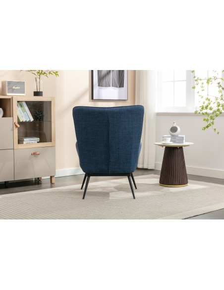 Katelyn Accent Chair with Stool - Denim Blue