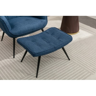 Katelyn Accent Chair with Stool - Denim Blue