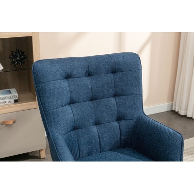 Katelyn Accent Chair with Stool - Denim Blue