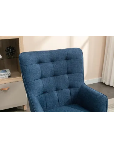 Katelyn Accent Chair with Stool - Denim Blue