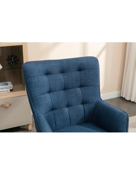 Katelyn Accent Chair with Stool - Denim Blue