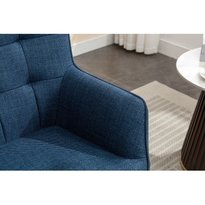 Katelyn Accent Chair with Stool - Denim Blue