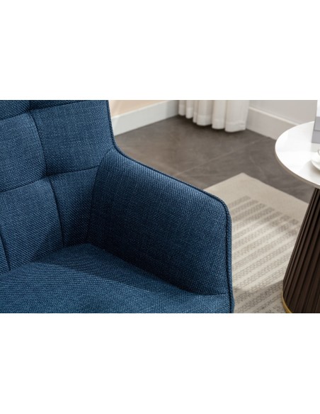 Katelyn Accent Chair with Stool - Denim Blue