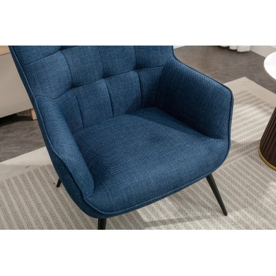 Katelyn Accent Chair with Stool - Denim Blue