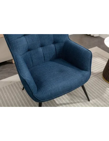 Katelyn Accent Chair with Stool - Denim Blue