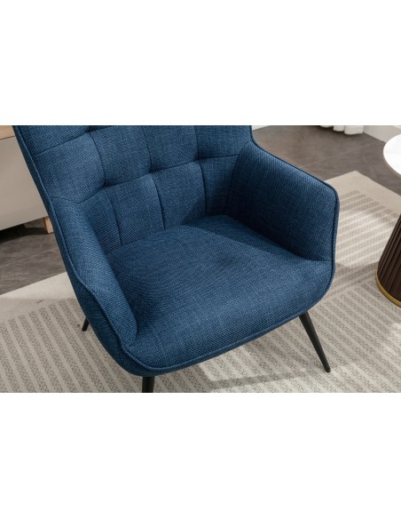Katelyn Accent Chair with Stool - Denim Blue