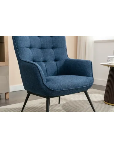 Katelyn Accent Chair with Stool - Denim Blue