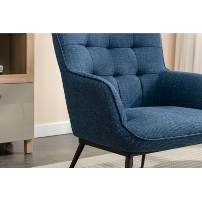 Katelyn Accent Chair with Stool - Denim Blue