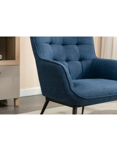 Katelyn Accent Chair with Stool - Denim Blue
