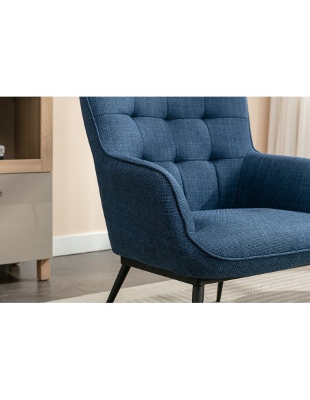 Katelyn Accent Chair with Stool - Denim Blue