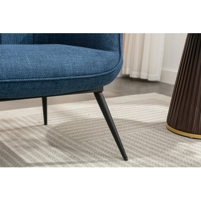 Katelyn Accent Chair with Stool - Denim Blue