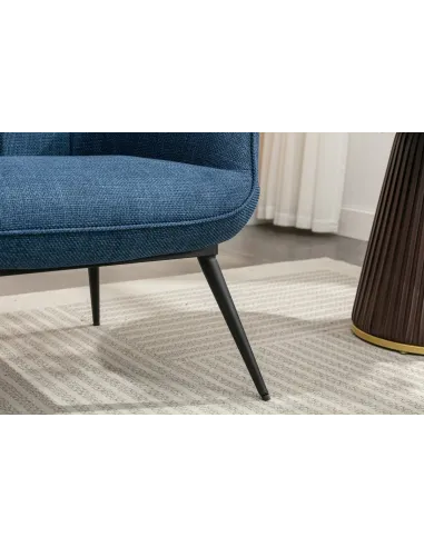 Katelyn Accent Chair with Stool - Denim Blue