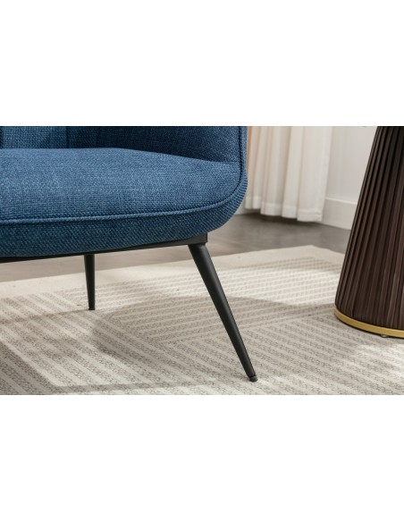 Katelyn Accent Chair with Stool - Denim Blue