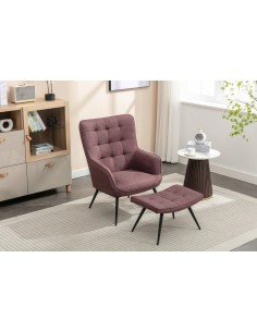 Katelyn Accent Chair with Stool - Mulberry 2