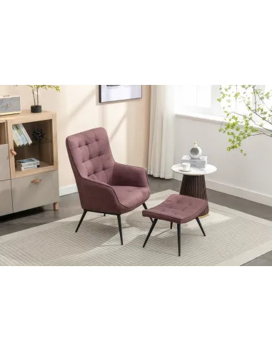 Katelyn Accent Chair with Stool - Mulberry