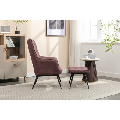 Katelyn Accent Chair with Stool - Mulberry