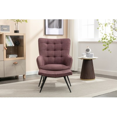Katelyn Accent Chair with Stool - Mulberry