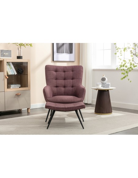 Katelyn Accent Chair with Stool - Mulberry