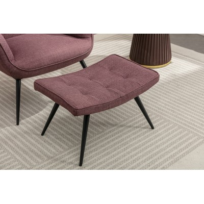 Katelyn Accent Chair with Stool - Mulberry