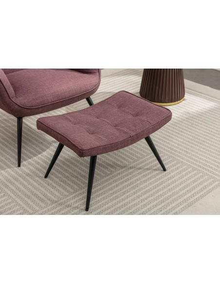 Katelyn Accent Chair with Stool - Mulberry