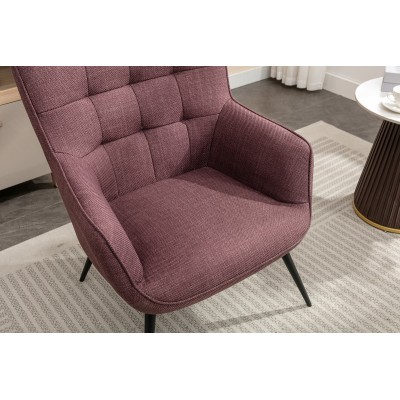 Katelyn Accent Chair with Stool - Mulberry
