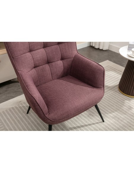 Katelyn Accent Chair with Stool - Mulberry