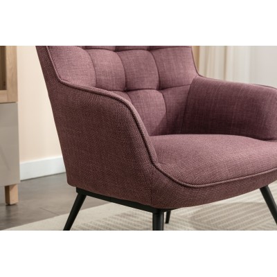 Katelyn Accent Chair with Stool - Mulberry
