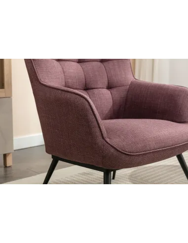 Katelyn Accent Chair with Stool - Mulberry