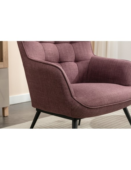 Katelyn Accent Chair with Stool - Mulberry