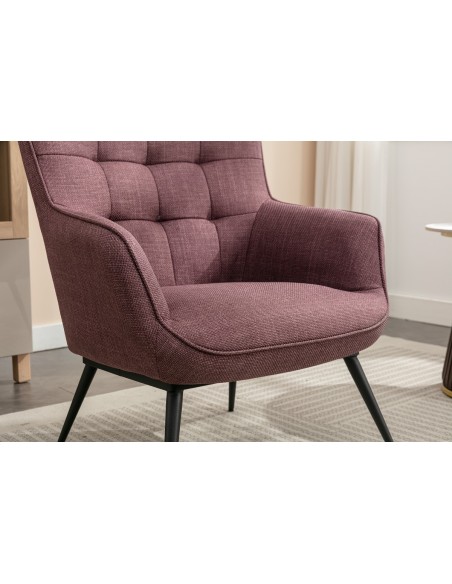 Katelyn Accent Chair with Stool - Mulberry