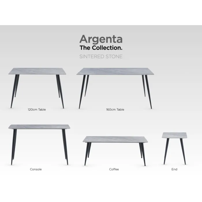 Argenta 120cm Fixed Dining Table - Sintered Stone/Black