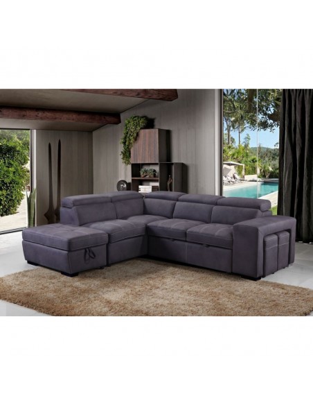 Louise RHF Corner Sofa Bed - Grey