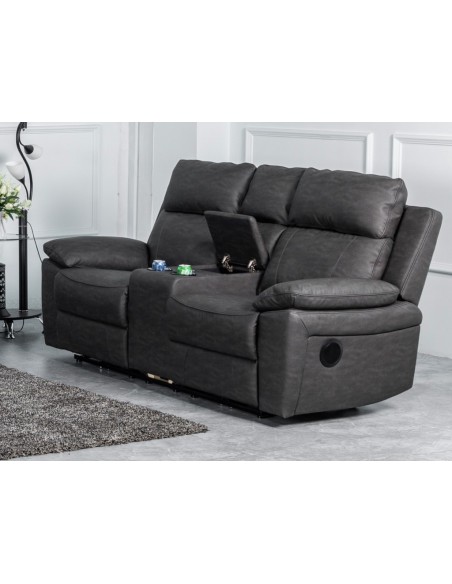 Huntington 2+1+1 Seater With Console Sofa Set - Dark Grey