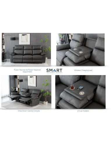 Huntington 2+1+1 Seater With Console Sofa Set - Dark Grey