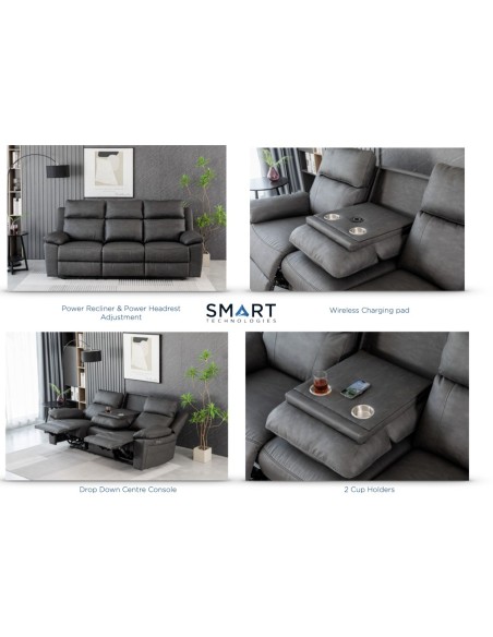 Huntington 2+1+1 Seater With Console Sofa Set - Dark Grey