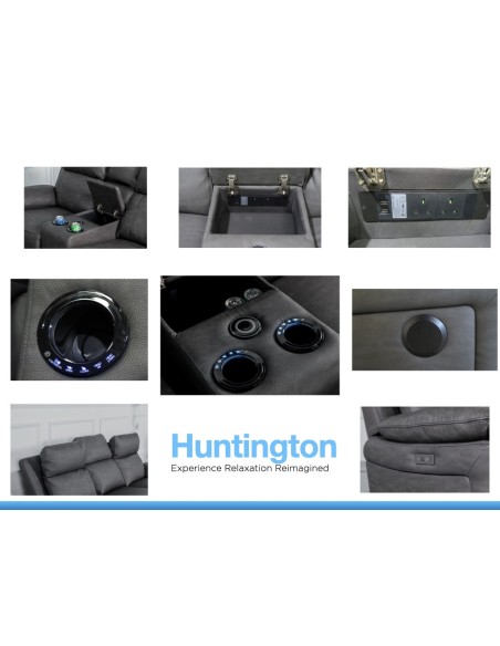 Huntington 2+1+1 Seater With Console Sofa Set - Dark Grey