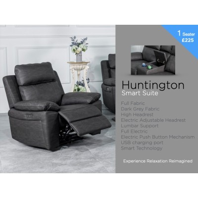 Huntington 2+1+1 Seater Sofa Set With Console - Dark Grey