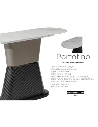 Portofino Console Table - Sintered Stone/White