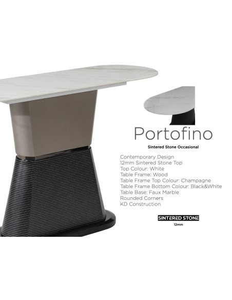 Portofino Console Table - Sintered Stone/White