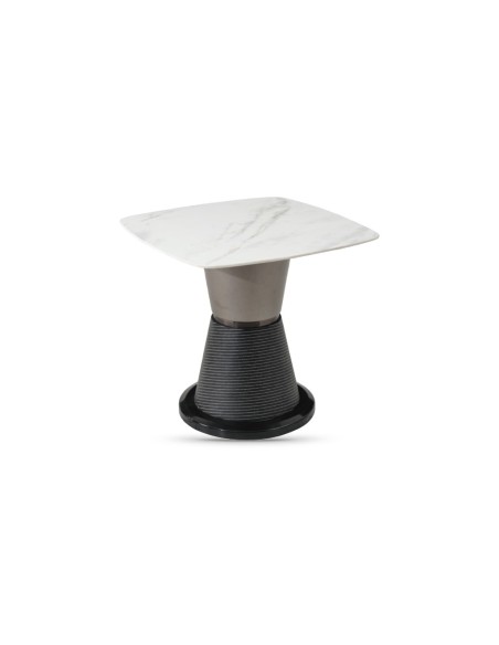 Portofino End Table - Sintered Stone/White