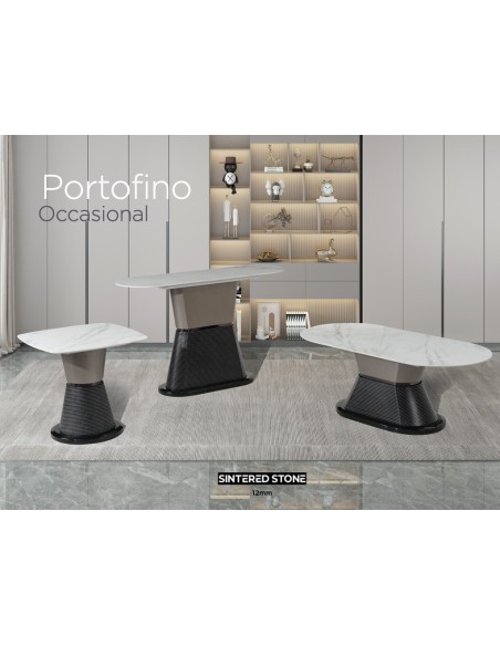 Portofino End Table - Sintered Stone/White