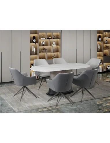 Portofino Dining Table - Sintered Stone/White