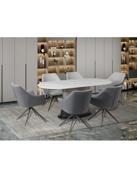 Portofino Dining Table - Sintered Stone/White