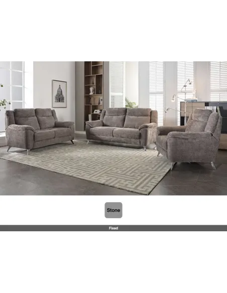 Monroe Fixed 3 Seater Sofa - Stone