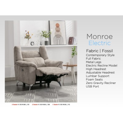 Monroe Electric 3+1+1 Sofa Set - Fossil
