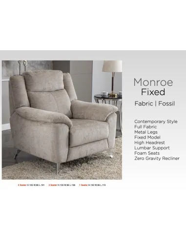 Monroe Fixed 3+1+1 Sofa Set - Fossil