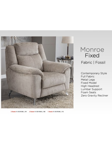 Monroe Fixed 3+1+1 Sofa Set - Fossil